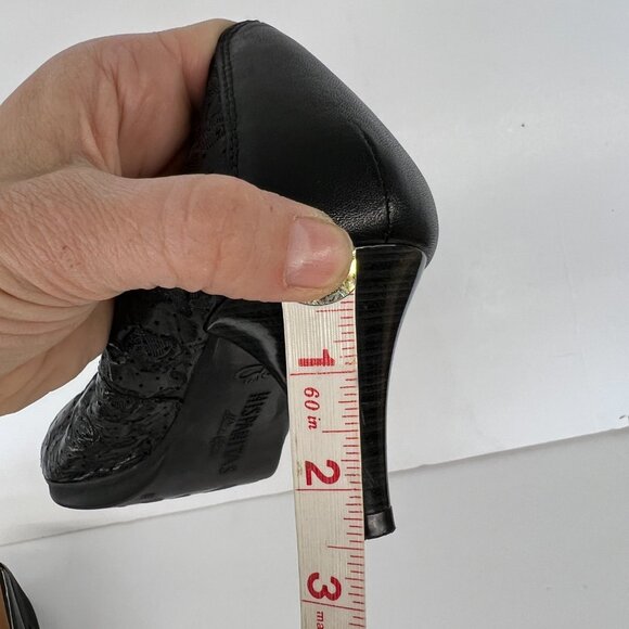 Sz 39 Hispanitas Black Floral Texture Elastic Pointed Toe Pump Heels‎ - Picture 12 of 13